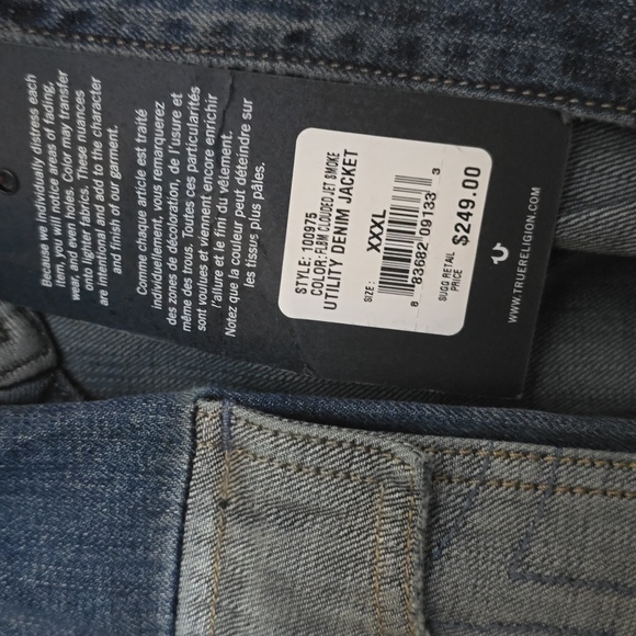 True Religion Men's Utility Denim Distressed Jacket - Picture 5 of 6
